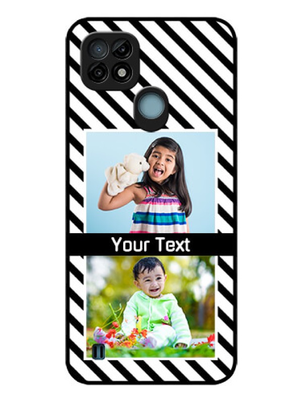 Custom Realme C21 Photo Printing on Glass Case - Black And White Stripes Design
