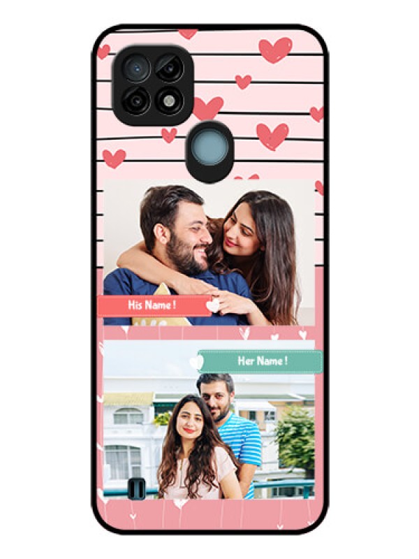 Custom Realme C21 Custom Glass Mobile Case - Photo with Heart Design