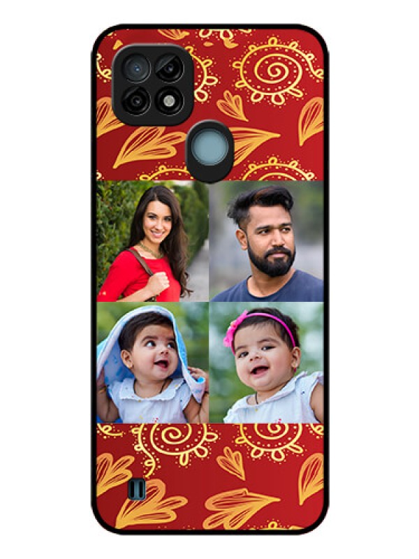 Custom Realme C21 Photo Printing on Glass Case - 4 Image Traditional Design