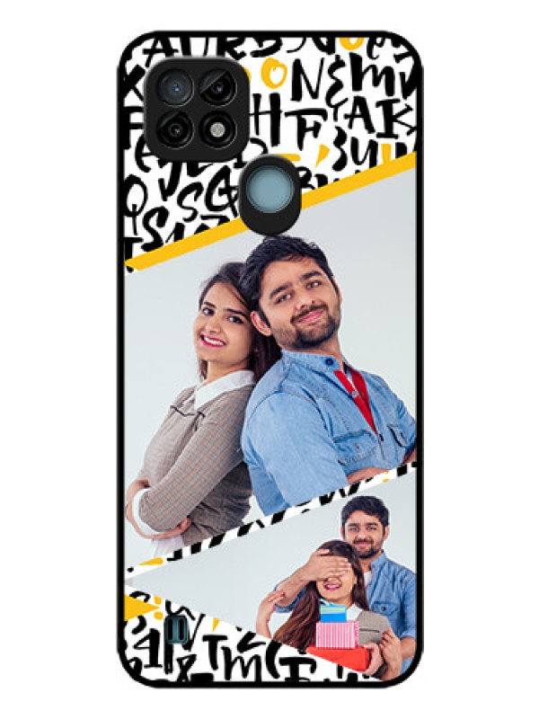 Custom Realme C21 Custom Glass Mobile Case - Letters Pattern Design
