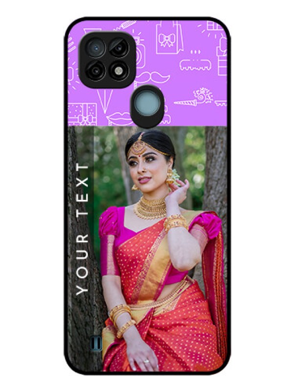 Custom Realme C21 Custom Glass Mobile Case - Birthday Icons Design