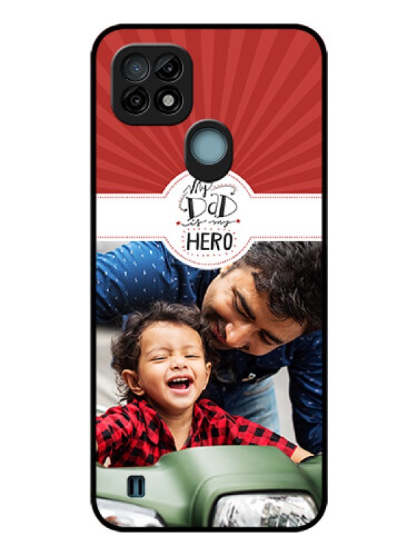 Custom Realme C21 Photo Printing on Glass Case - My Dad Hero Design