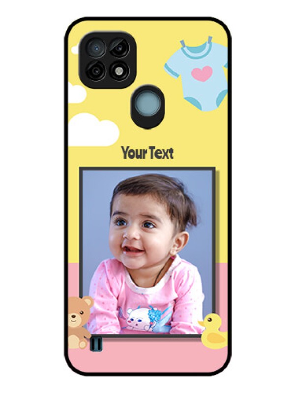 Custom Realme C21 Photo Printing on Glass Case - Kids 2 Color Design