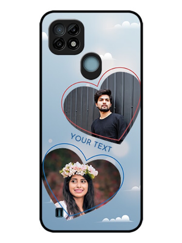 Custom Realme C21 Custom Glass Mobile Case - Blue Color Couple Design 