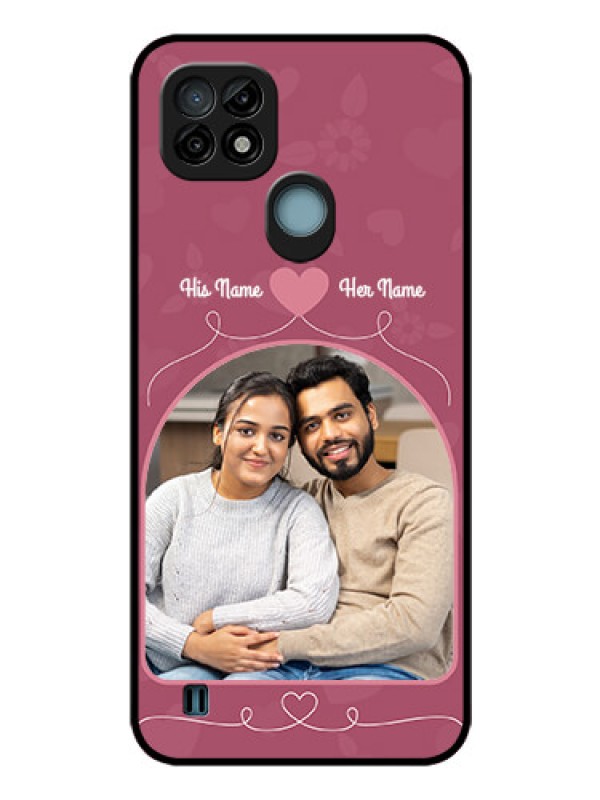 Custom Realme C21 Photo Printing on Glass Case - Love Floral Design