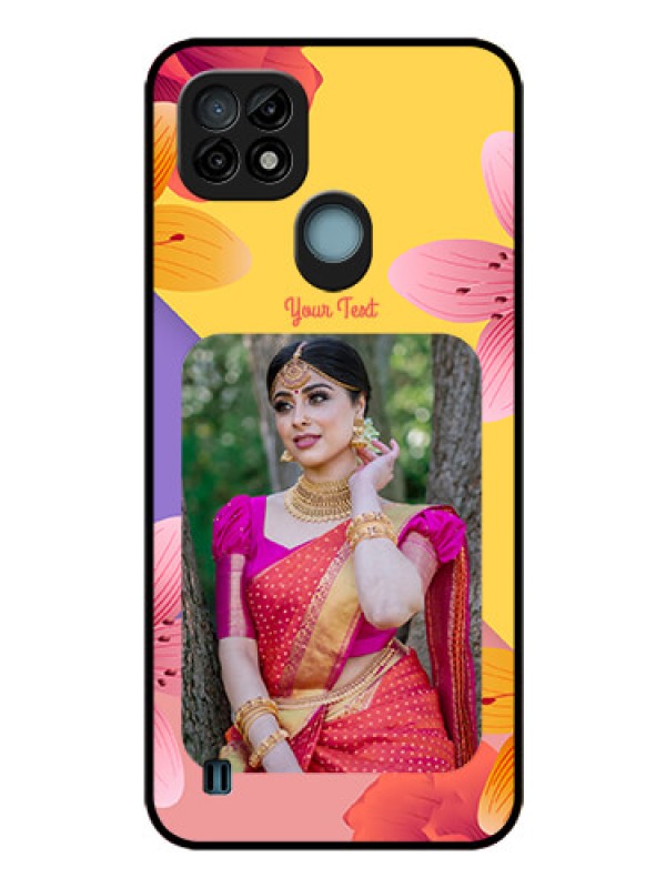 Custom Realme C21 Custom Glass Mobile Case - 3 Image With Vintage Floral Design
