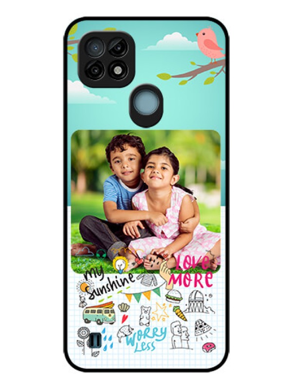Custom Realme C21 Photo Printing on Glass Case - Doodle love Design