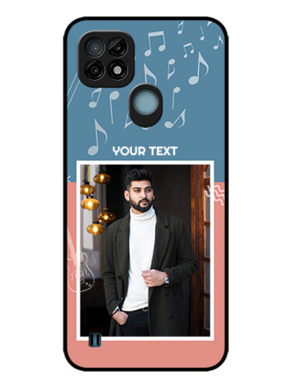 Custom Realme C21 Photo Printing on Glass Case - with Color Musical Note Design