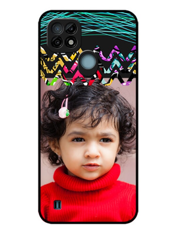 Custom Realme C21 Personalized Glass Phone Case - Neon Abstract Design