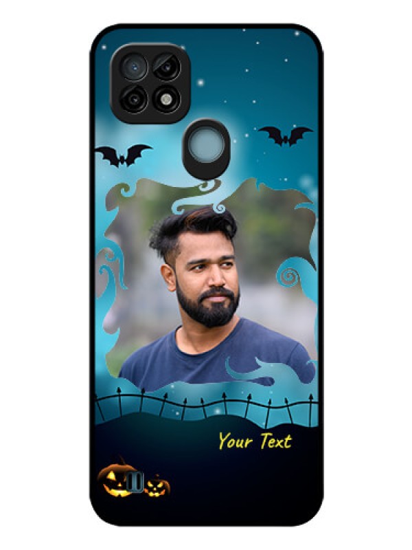 Custom Realme C21 Custom Glass Phone Case - Halloween frame design
