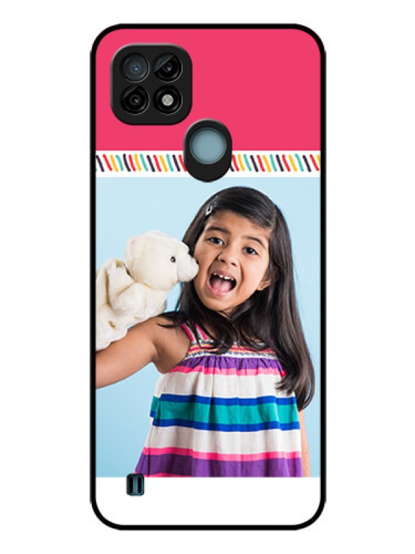 Custom Realme C21 Personalized Glass Phone Case - Line art design