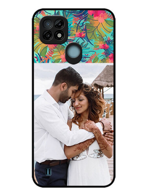 Custom Realme C21 Photo Printing on Glass Case - Watercolor Floral Design