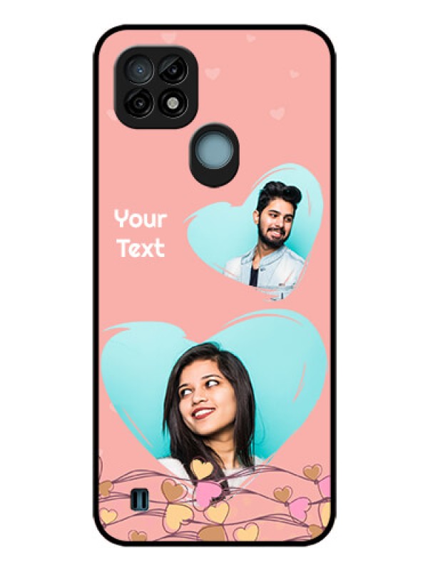 Custom Realme C21 Custom Glass Mobile Case - Love Doodle Design