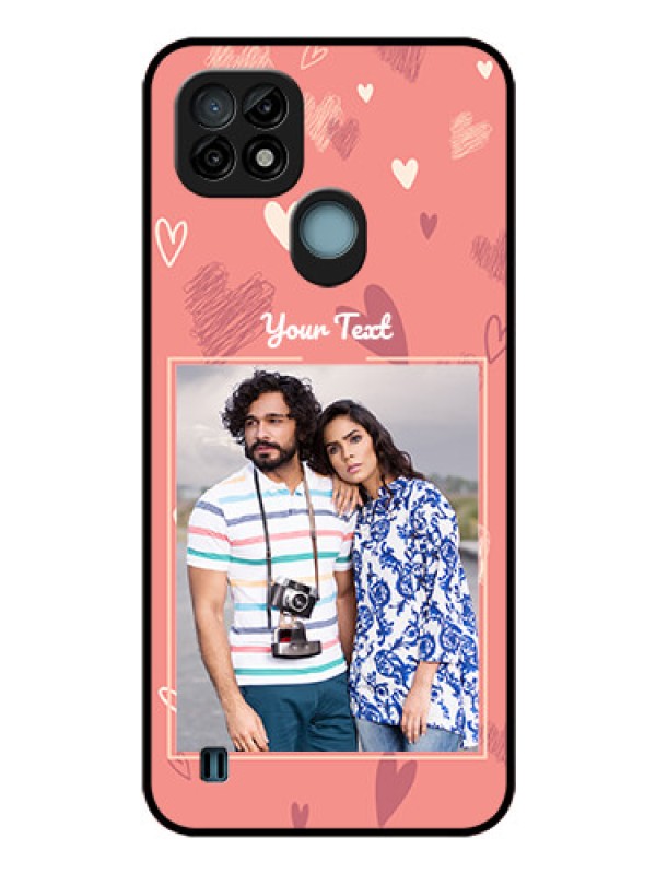 Custom Realme C21 Custom Glass Phone Case - Love doodle art Design