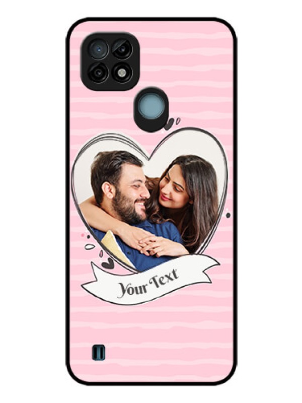 Custom Realme C21 Custom Glass Phone Case - Vintage Heart Design
