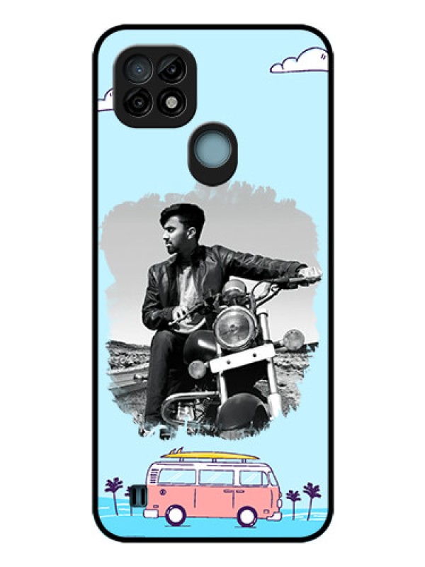 Custom Realme C21 Photo Printing on Glass Case - Travel & Adventure Design