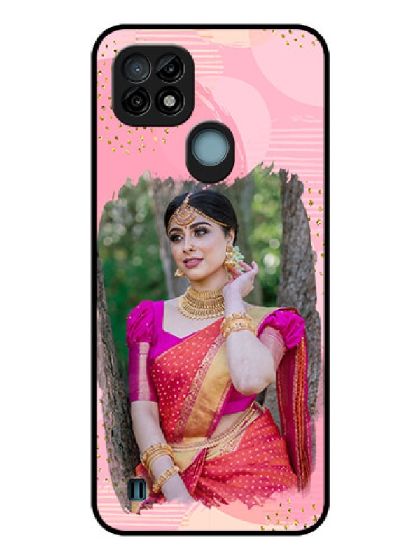 Custom Realme C21 Personalized Glass Phone Case - Gold Glitter Splash Design