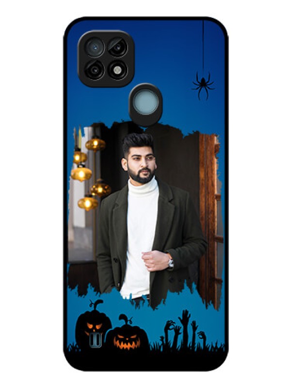 Custom Realme C21 Photo Printing on Glass Case - with pro Halloween design 