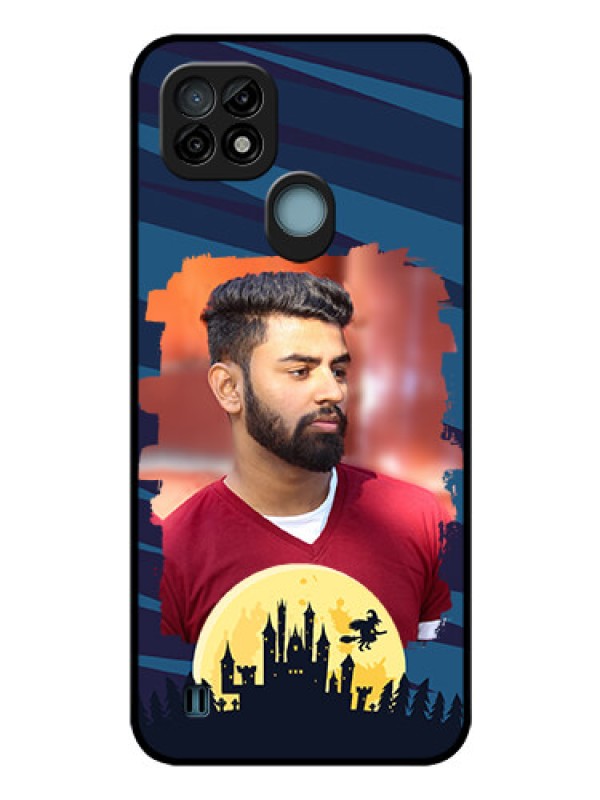 Custom Realme C21 Photo Printing on Glass Case - Halloween Witch Design 