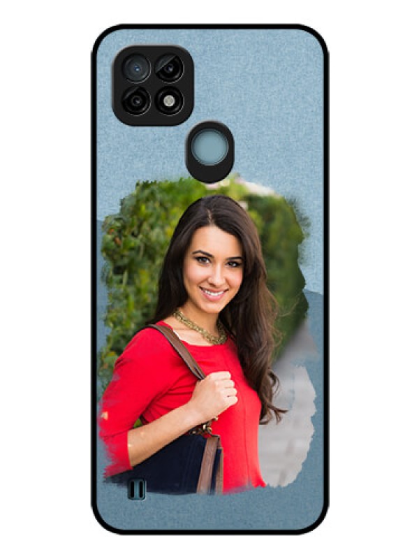 Custom Realme C21 Custom Glass Mobile Case - Grunge Line Art Design