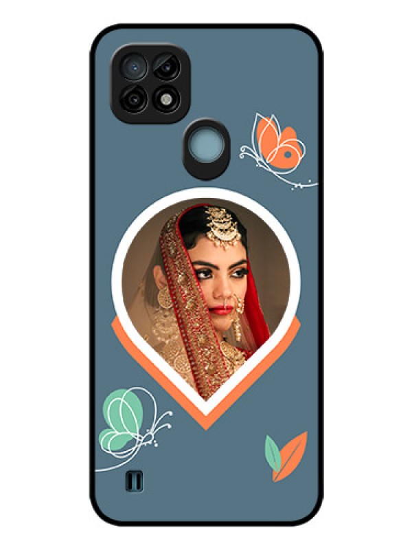 Custom Realme C21 Custom Glass Mobile Case - Droplet Butterflies Design