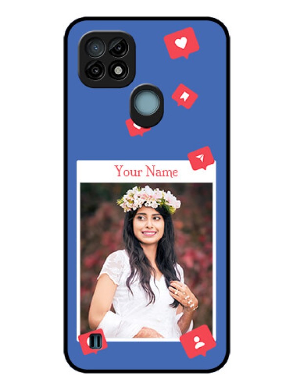 Custom Realme C21 Custom Glass Phone Case - Like Share And Comment Design