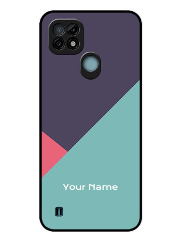 Custom Realme C21 Custom Glass Mobile Case - Tri Color abstract Design
