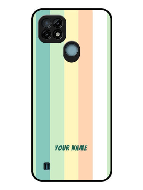 Custom Realme C21 Photo Printing on Glass Case - Multi-colour Stripes Design