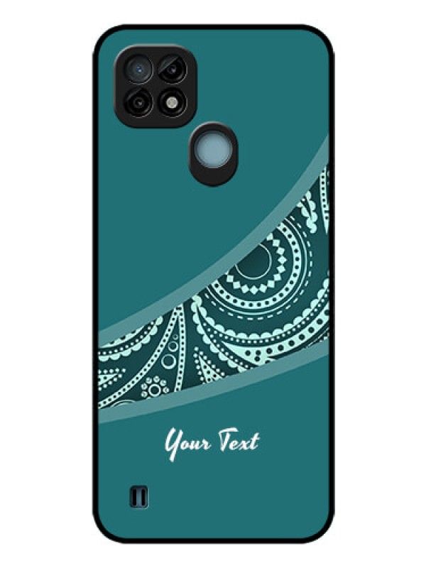 Custom Realme C21 Photo Printing on Glass Case - semi visible floral Design