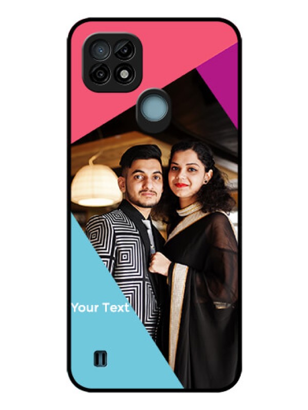 Custom Realme C21 Custom Glass Mobile Case - Stacked Triple colour Design