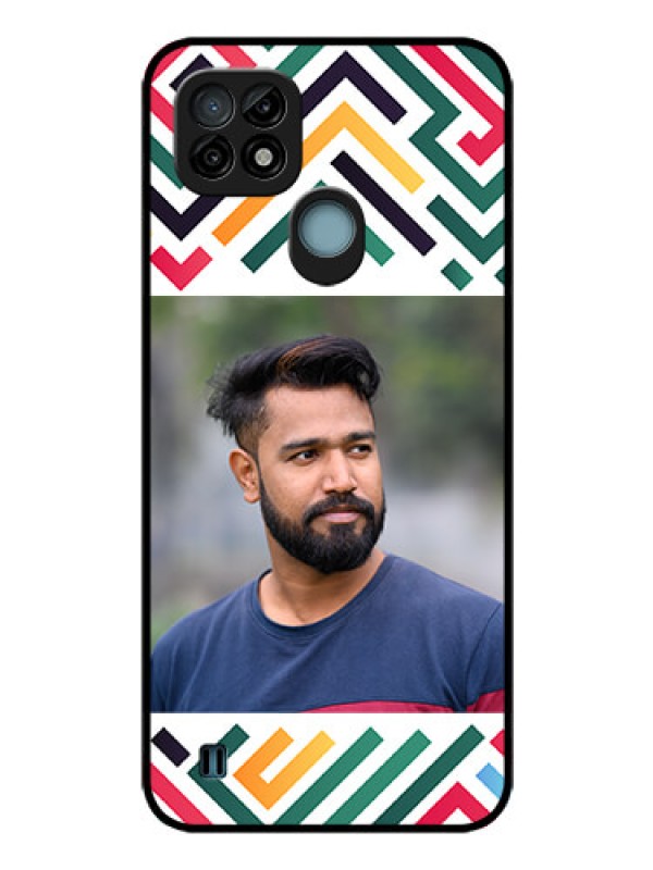 Custom Realme C21 Personalized Glass Phone Case - Colorful Maze Pattern Design