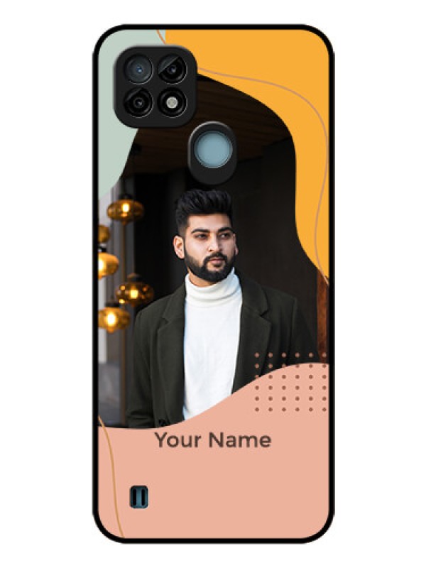 Custom Realme C21 Personalized Glass Phone Case - Tri-coloured overlay design