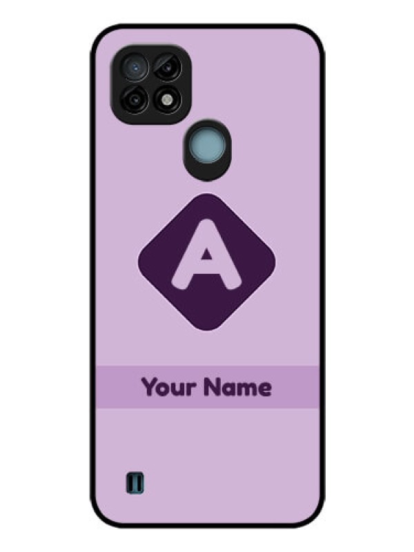 Custom Realme C21 Custom Glass Mobile Case - Custom Letter in curved badge Design