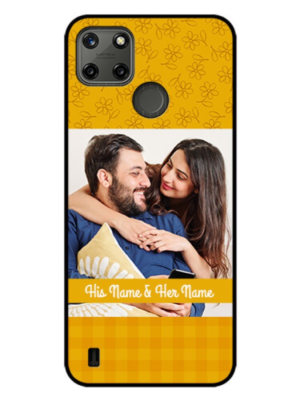 Custom Realme C21Y Custom Glass Mobile Case - Yellow Floral Design