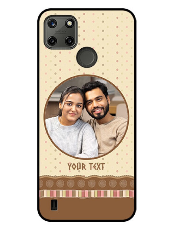 Custom Realme C21Y Custom Glass Mobile Case - Brown Dotted Mobile Case Design
