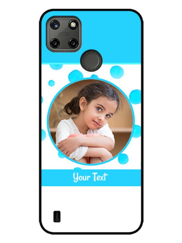 Custom Realme C21Y Photo Printing on Glass Case - Blue Bubbles Pattern Design