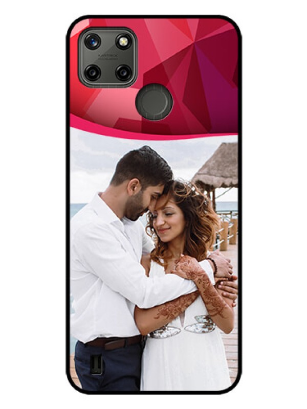 Custom Realme C21Y Custom Glass Mobile Case - Red Abstract Design
