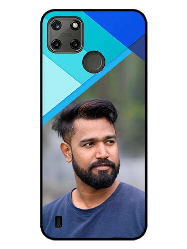 Custom Realme C21Y Custom Glass Phone Case - Blue Pattern Design