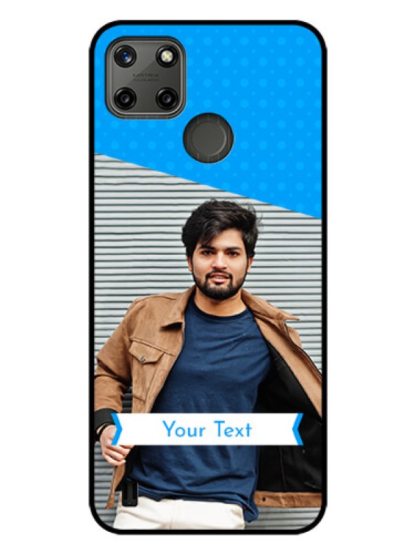 Custom Realme C21Y Photo Printing on Glass Case - Simple Blue Color Design