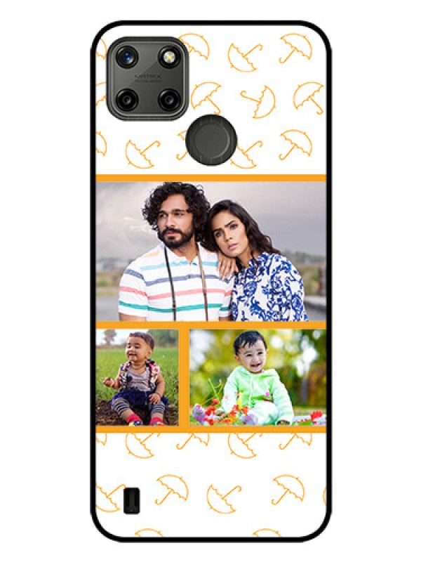 Custom Realme C21Y Custom Glass Mobile Case - Yellow Pattern Design