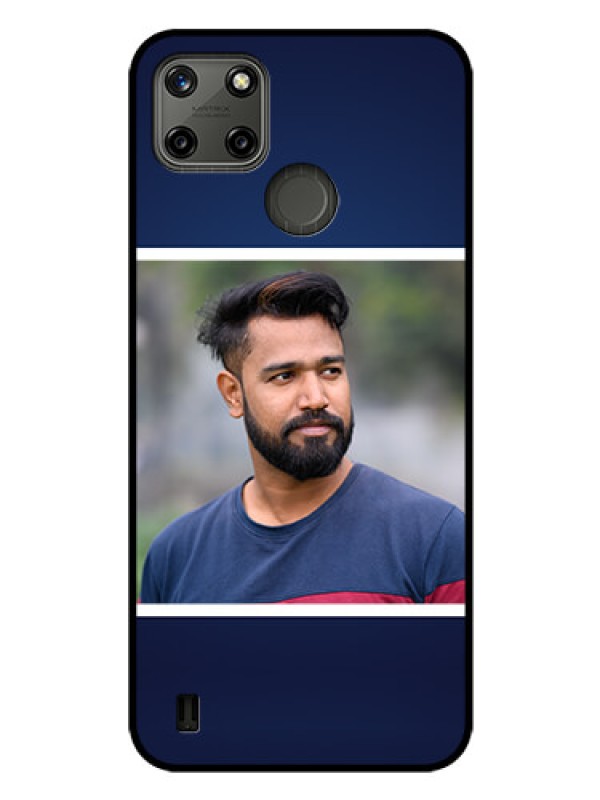 Custom Realme C21Y Personalized Glass Phone Case - Simple Royal Blue Design