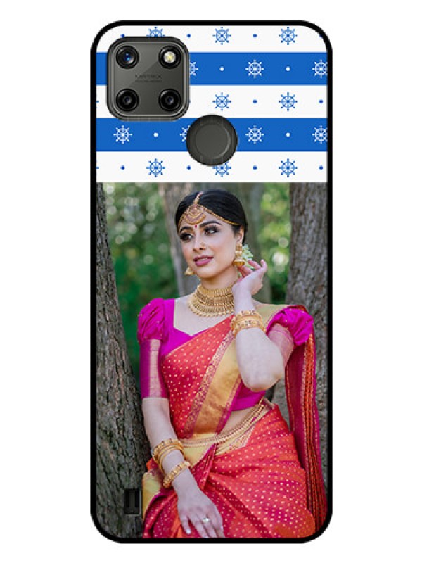 Custom Realme C21Y Photo Printing on Glass Case - Snow Pattern Design