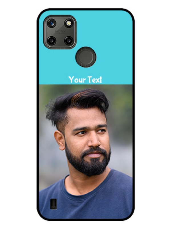 Custom Realme C21Y Personalized Glass Phone Case - Simple Blue Color Design
