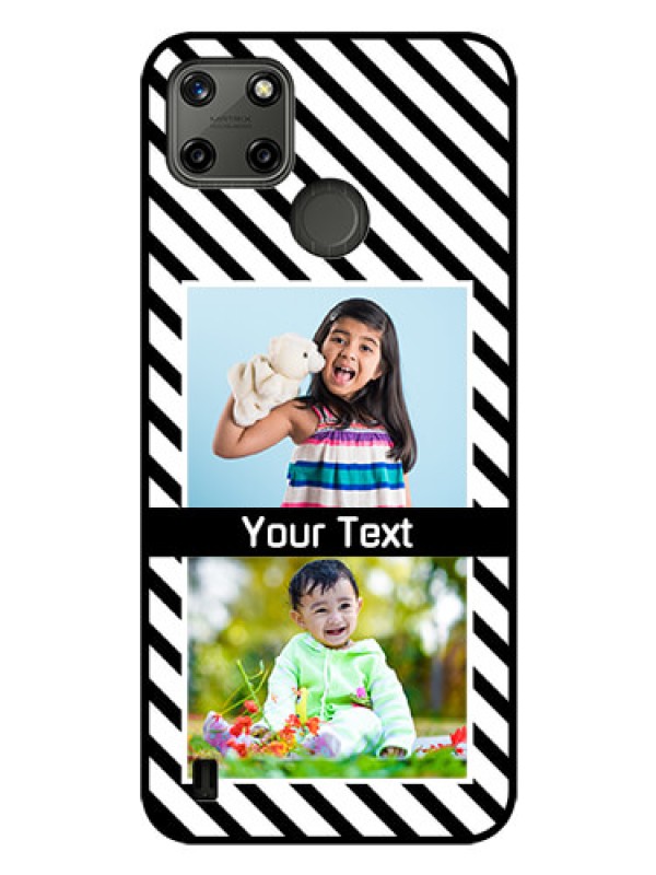 Custom Realme C21Y Photo Printing on Glass Case - Black And White Stripes Design