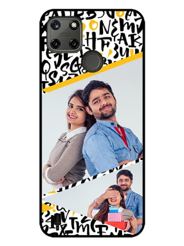 Custom Realme C21Y Custom Glass Mobile Case - Letters Pattern Design