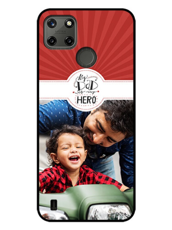 Custom Realme C21Y Photo Printing on Glass Case - My Dad Hero Design