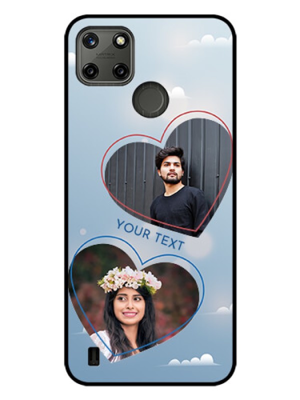 Custom Realme C21Y Custom Glass Mobile Case - Blue Color Couple Design 