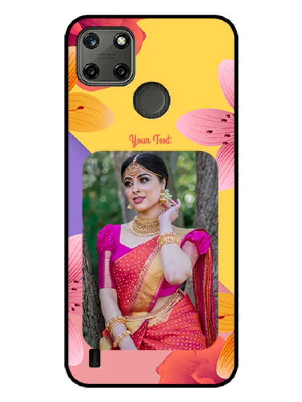 Custom Realme C21Y Custom Glass Mobile Case - 3 Image With Vintage Floral Design