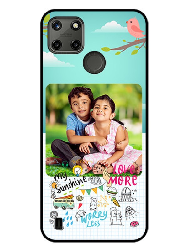 Custom Realme C21Y Photo Printing on Glass Case - Doodle love Design