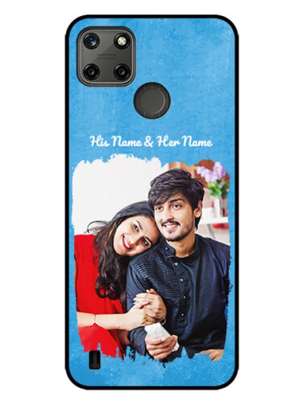 Custom Realme C21Y Custom Glass Phone Case - Blue Color Vintage Design
